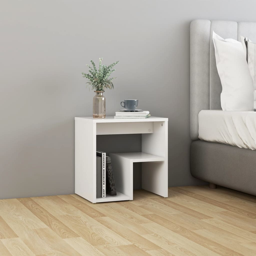 Nattbord hvit 40x30x40 cm konstruert tre