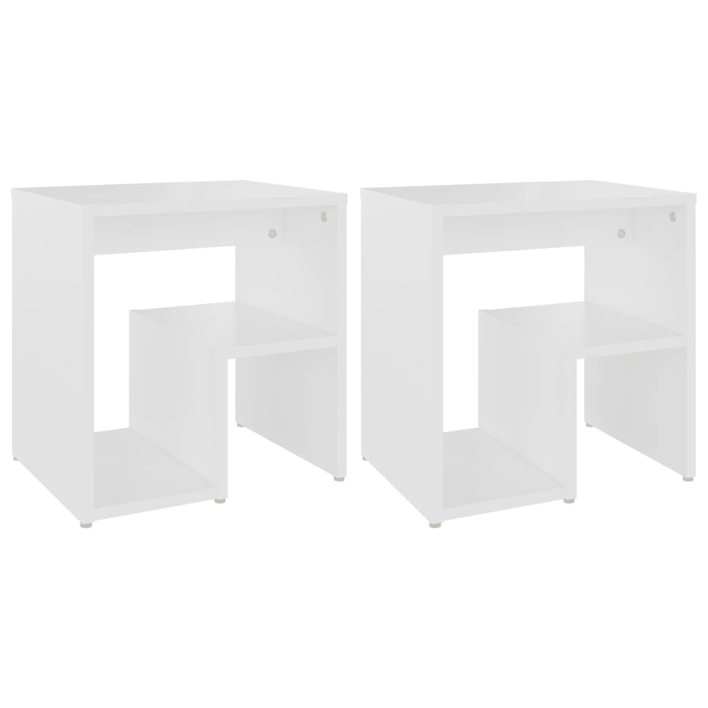 Nattbord 2 stk hvit 40x30x40 cm konstruert tre