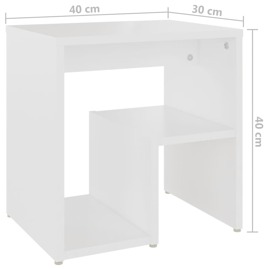 Nattbord 2 stk hvit 40x30x40 cm konstruert tre