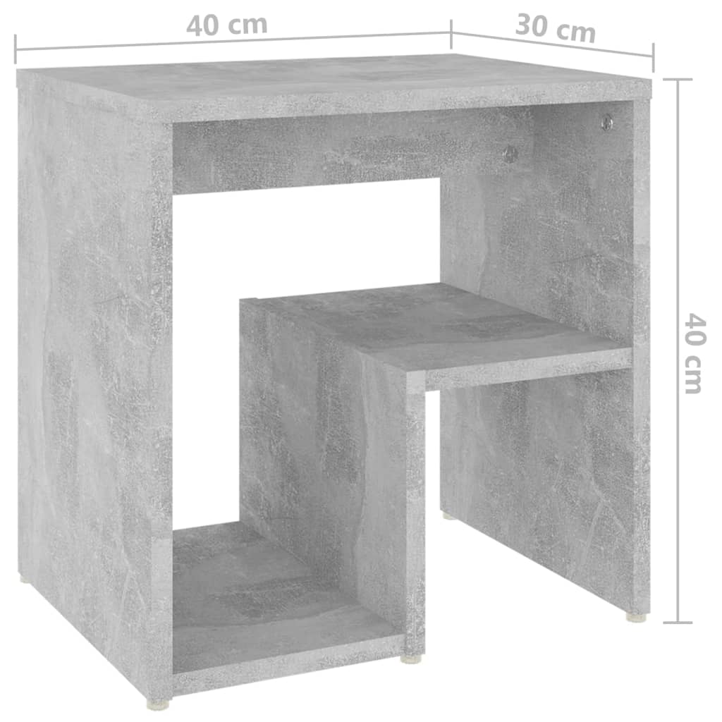 Nattbord 2 stk betonggrå 40x30x40 cm konstruert tre