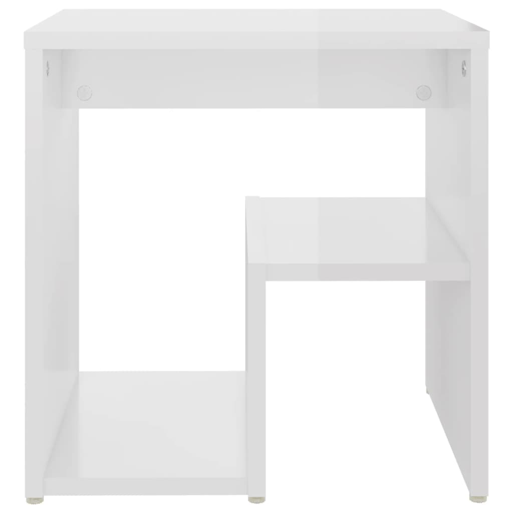 Nattbord 2 stk høyglans hvit 40x30x40 cm konstruert tre