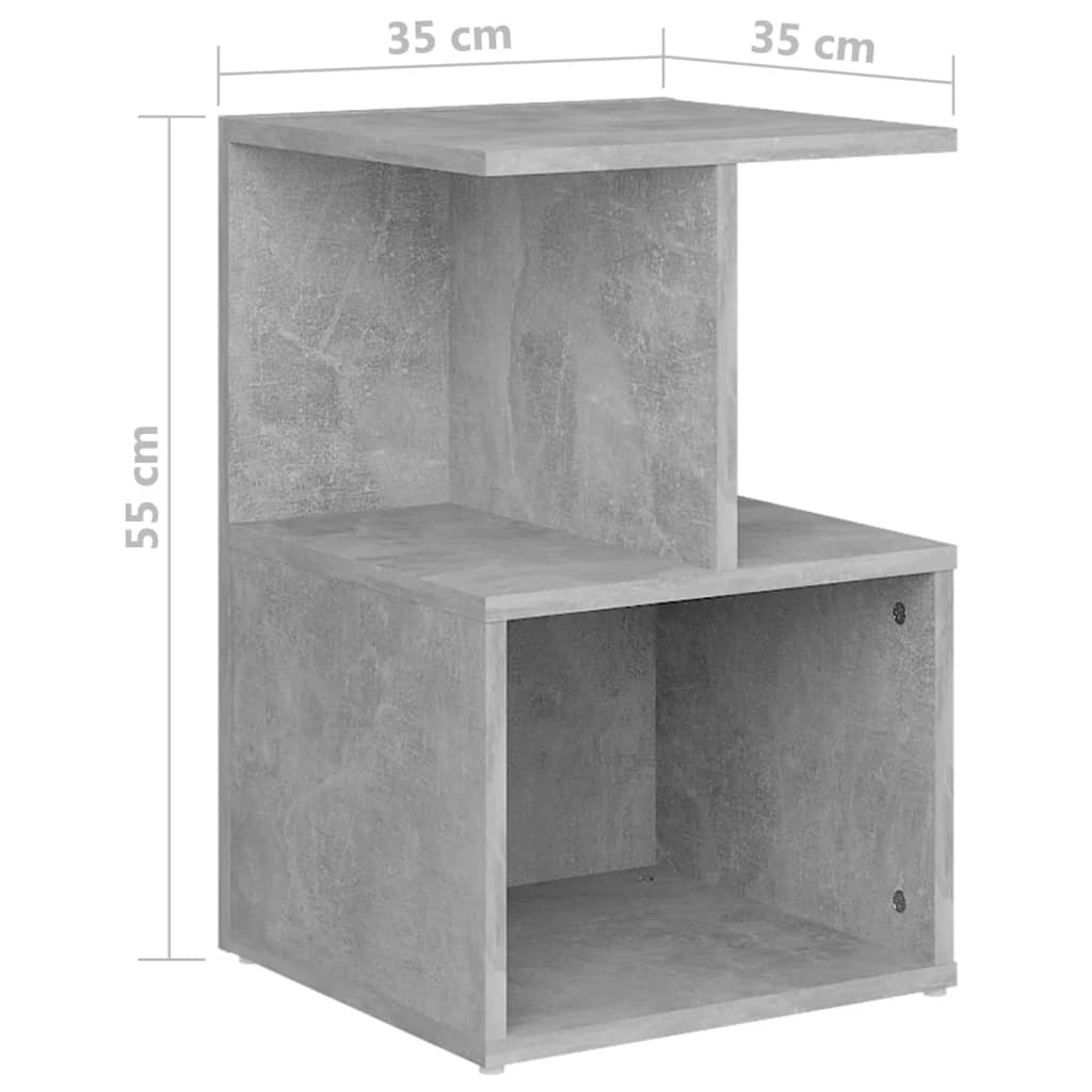 Nattbord 2 stk betonggrå 35x35x55 cm konstruert tre