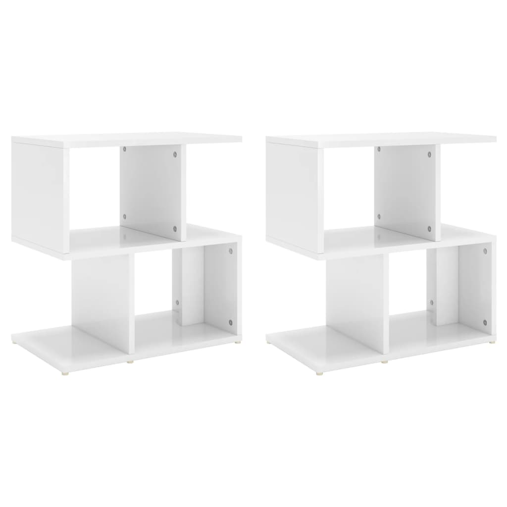 Nattbord 2 stk høyglans hvit 50x30x51,5 cm konstruert tre