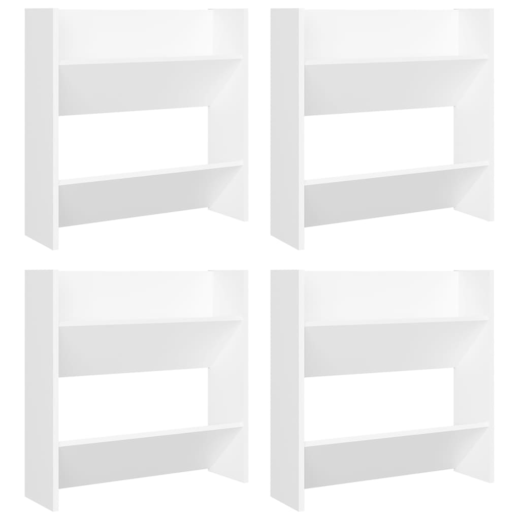 Veggskoskap 4 stk hvit 60x18x60 cm konstruert tre