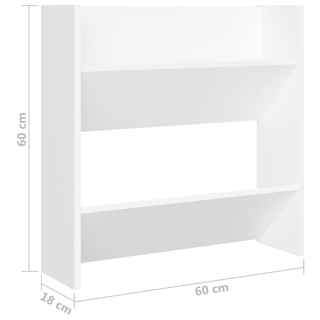 Veggskoskap 4 stk hvit 60x18x60 cm konstruert tre
