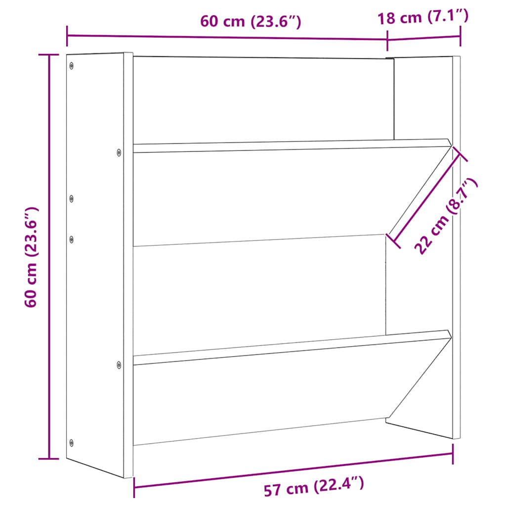Veggskoskap sonoma eik 60x18x60 cm sponplate