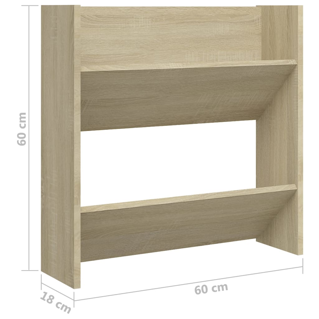 Veggskoskap 2 stk sonoma eik 60x18x60 cm sponplater