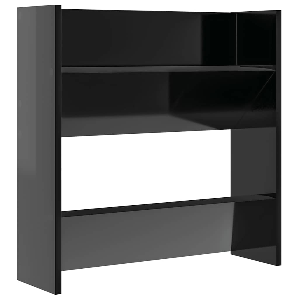 Veggskoskap 4 stk høyglans svart 60x18x60 cm konstruert tre