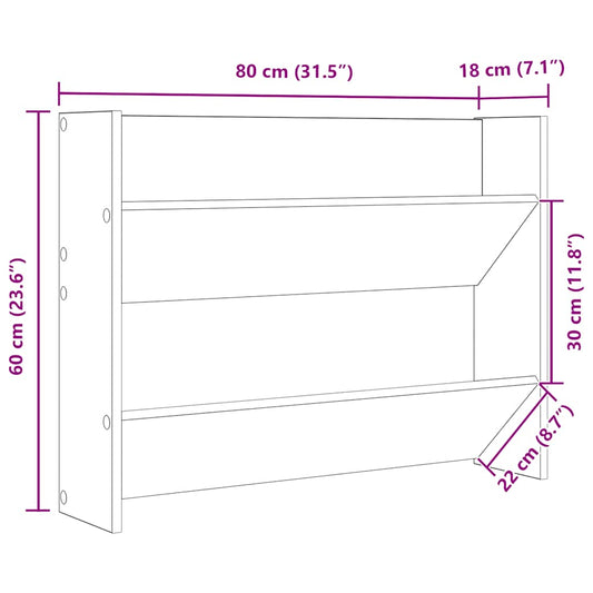 Veggskoskap hvit 80x18x60 cm konstruert tre