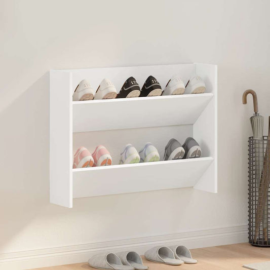 Veggskoskap hvit 80x18x60 cm konstruert tre