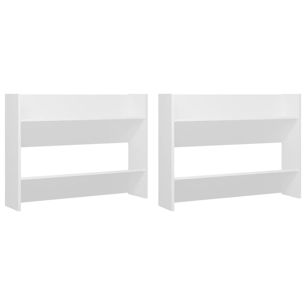 Veggskoskap 2 stk 80x18x60 cm hvit sponplate