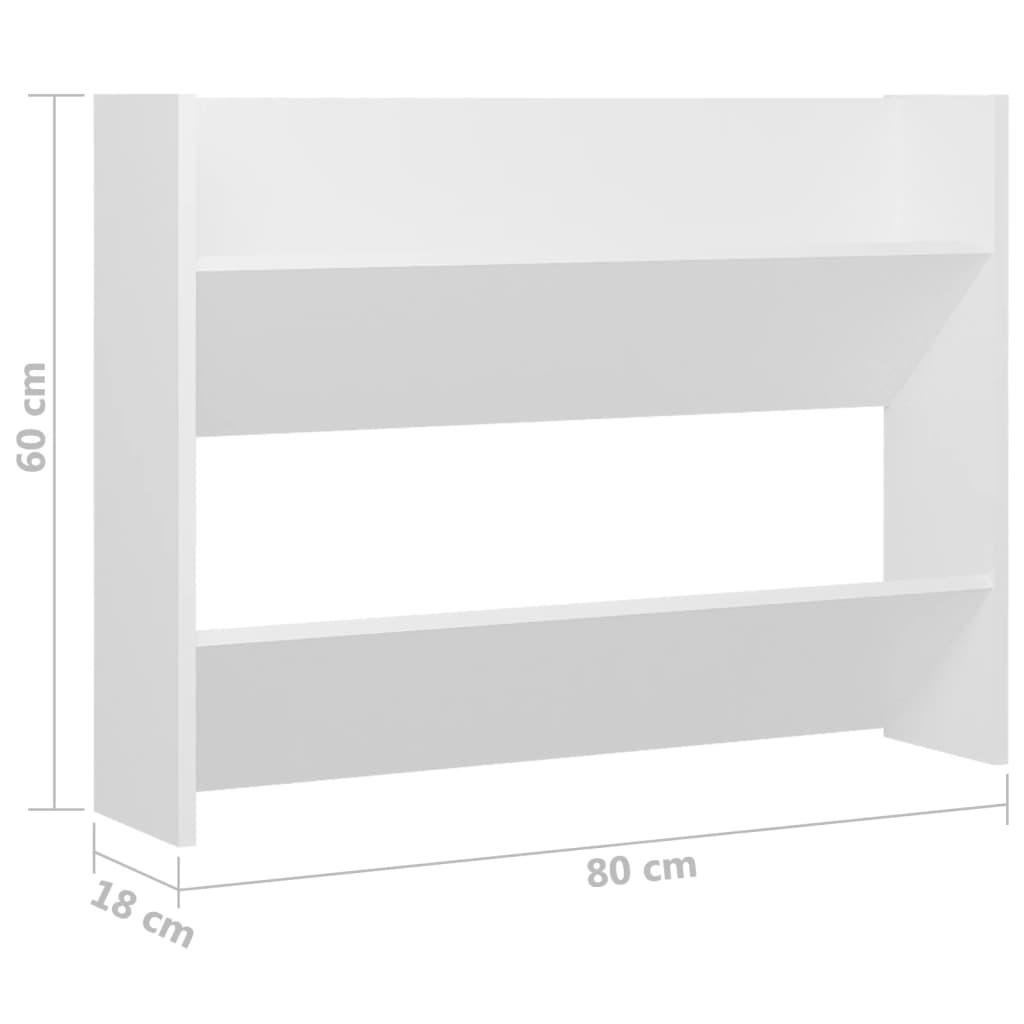 Veggskoskap 2 stk 80x18x60 cm hvit sponplate