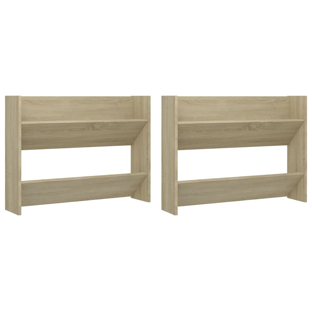Veggskoskap 2 stk sonoma eik 80x18x60 cm sponplater