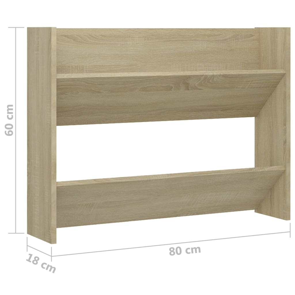 Veggskoskap 2 stk sonoma eik 80x18x60 cm sponplater