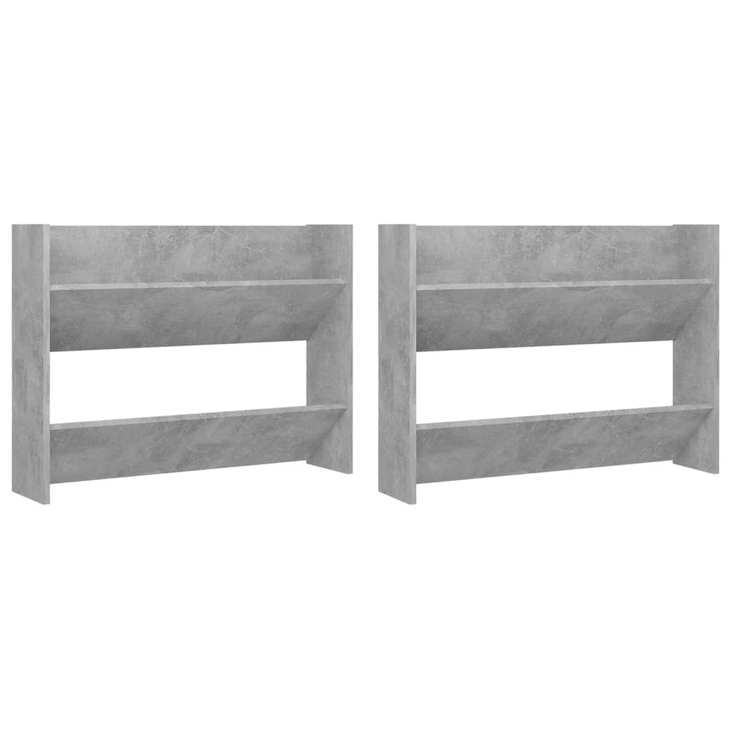 Veggskoskap 2 stk betonggrå 80x18x60 cm sponplate