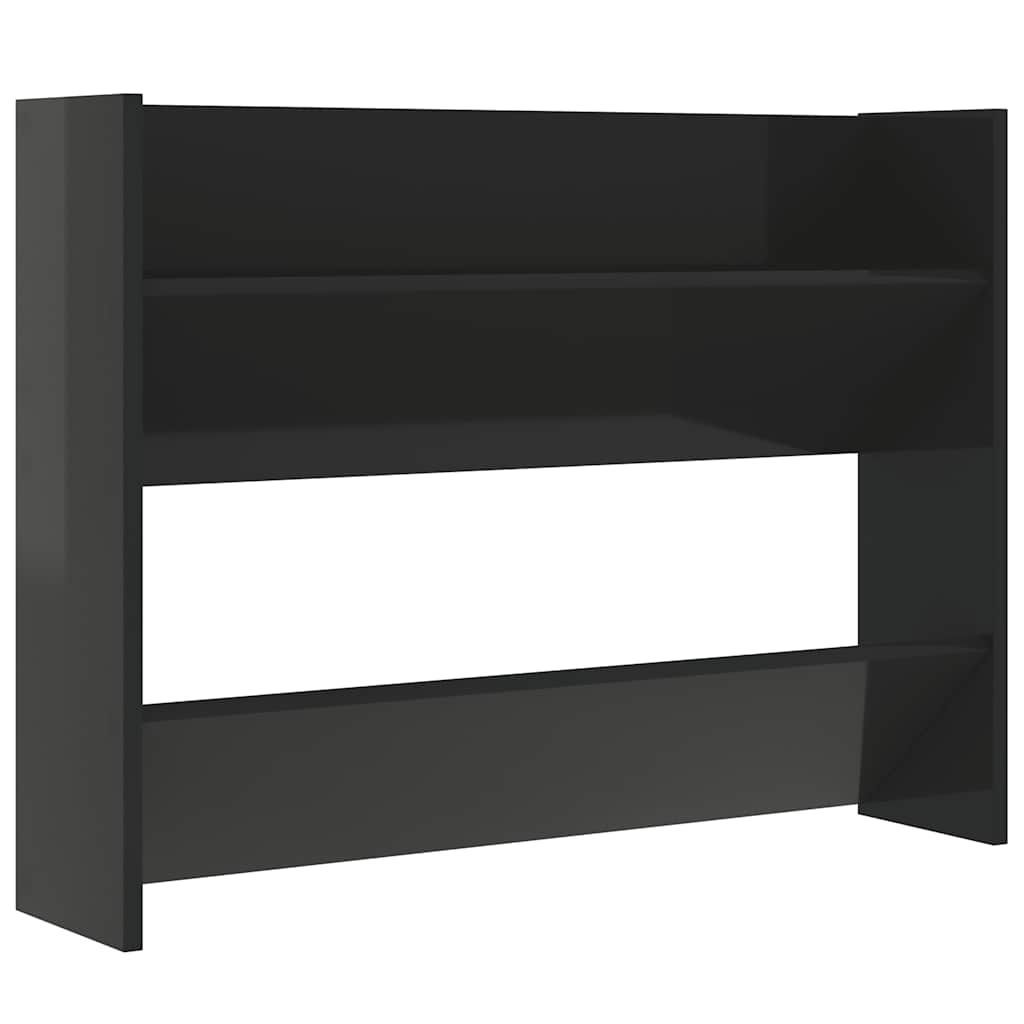 Veggmontert skoskap høyglans svart 80x18x60 cm konstruert tre