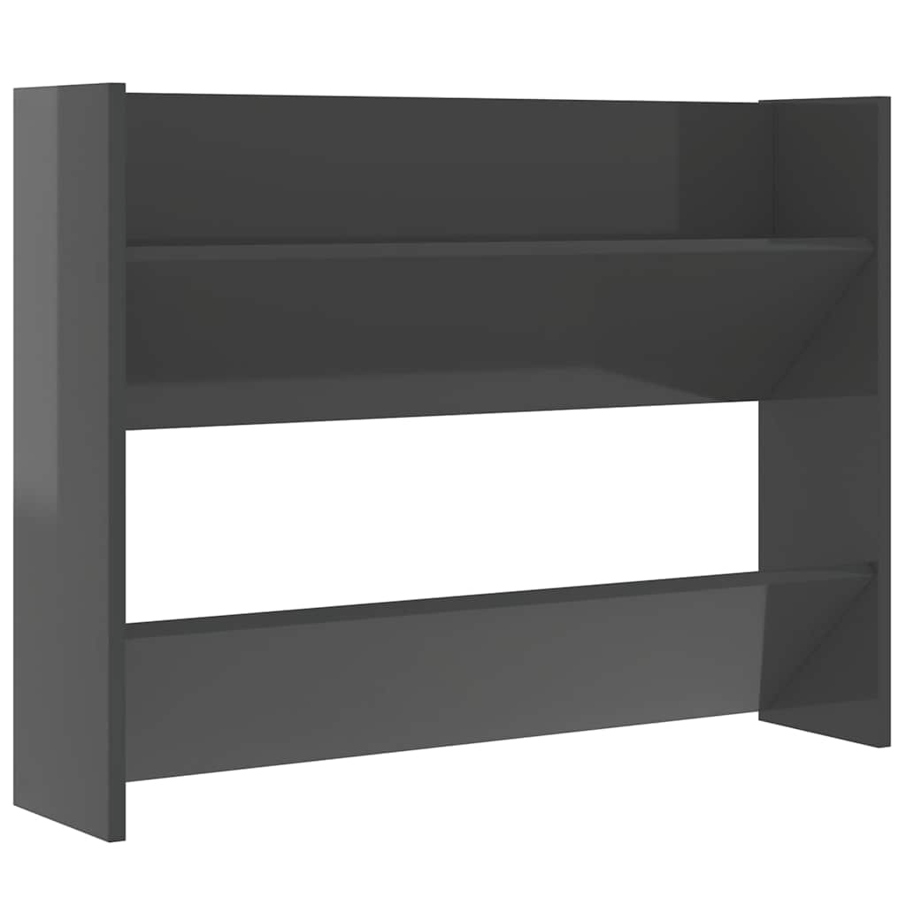 Veggskoskap høyglans grå 80x18x60 cm konstruert tre