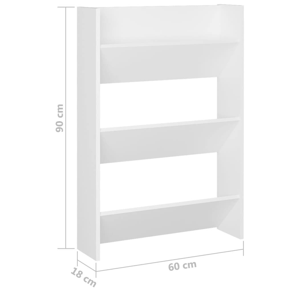 Veggskoskap hvit 60x18x90 cm sponplater