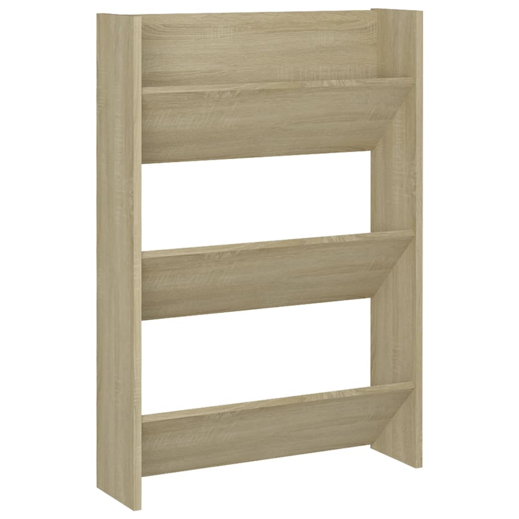 Veggskoskap 2 stk hvit og sonoma eik 60x18x90 cm sponplater