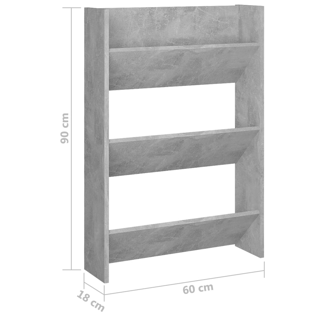 Veggskoskap betonggrå 60x18x90 cm sponplater