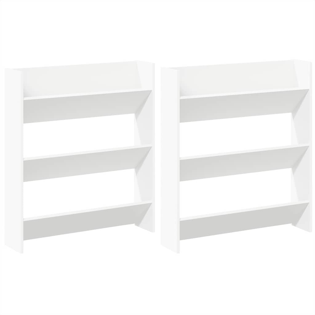 Veggskoskap 2 stk hvit 80x18x90 cm sponplater