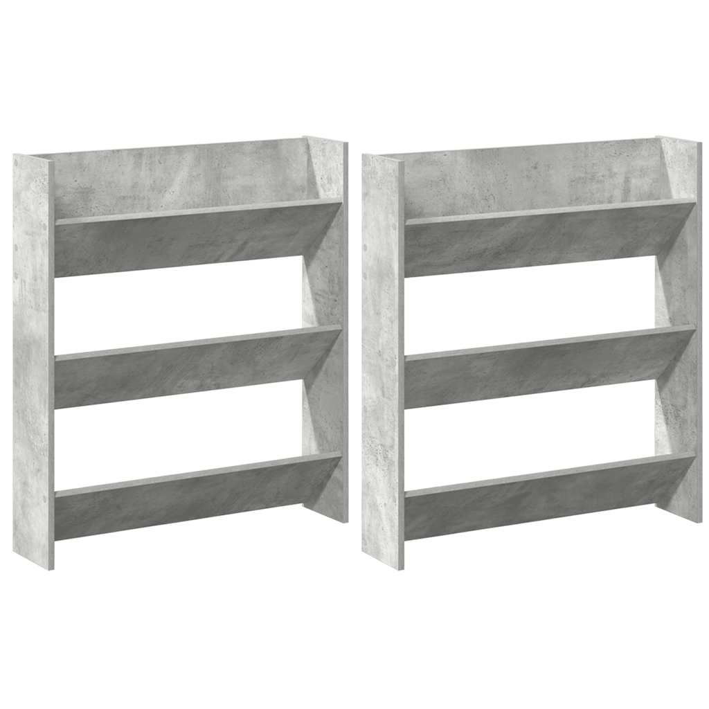 Veggskoskap 2 stk betonggrå 80x18x90 cm sponplater