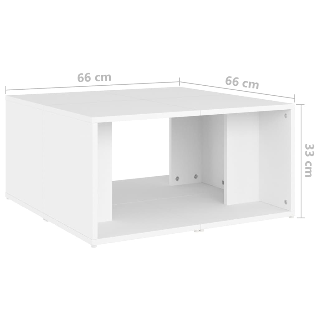 Salongbord 4 stk hvit 33x33x33 cm konstruert tre