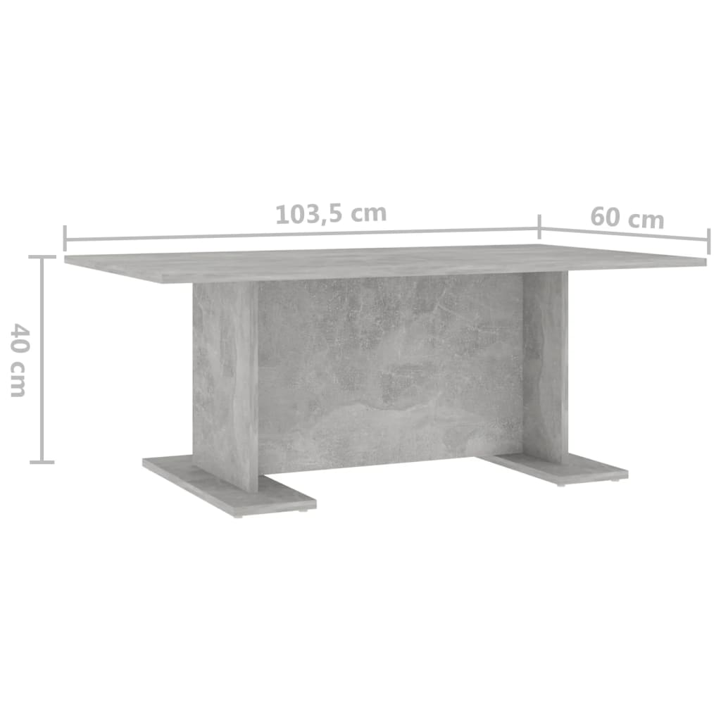 Salongbord betonggrå 103,5x60x40 cm konstruert tre