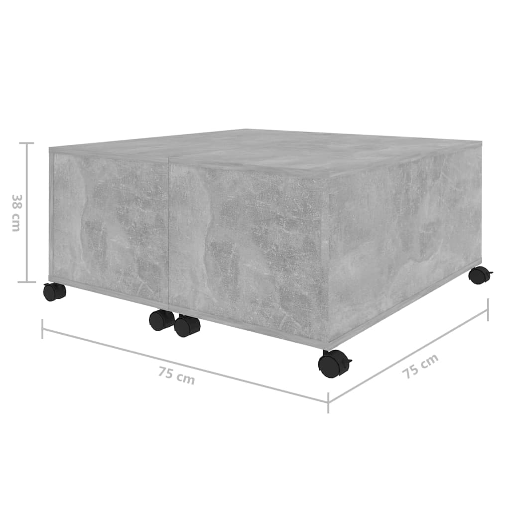 Salongbord betonggrå 75x75x38 cm konstruert tre