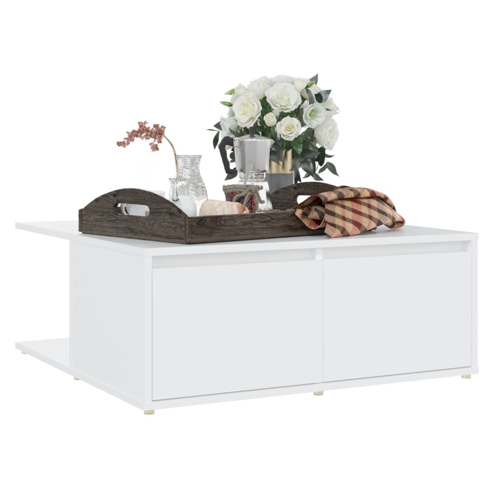 Salongbord hvit 80x80x31 cm konstruert tre