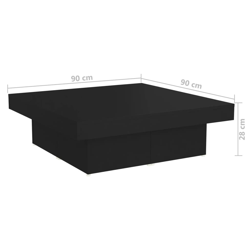 Salongbord svart 90x90x28 cm konstruert tre