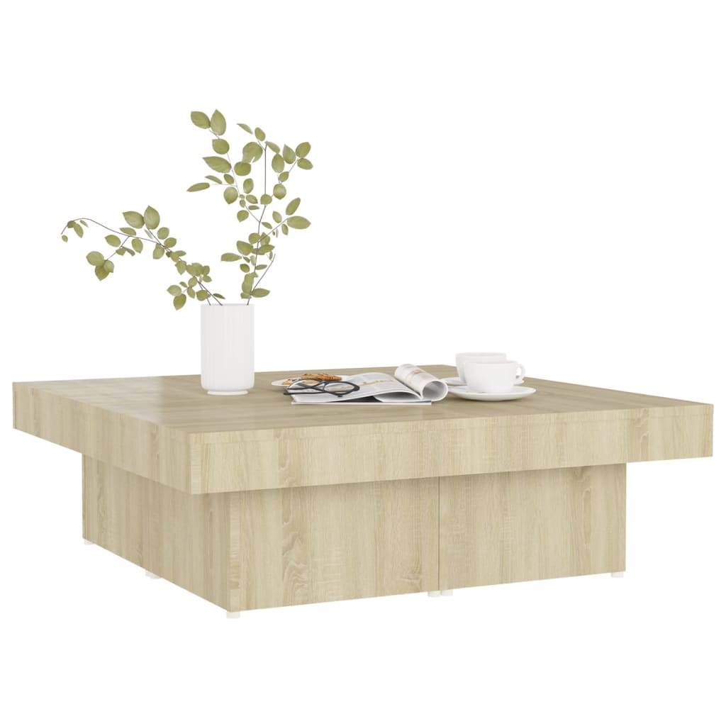 Salongbord sonoma eik 90x90x28 cm konstruert tre