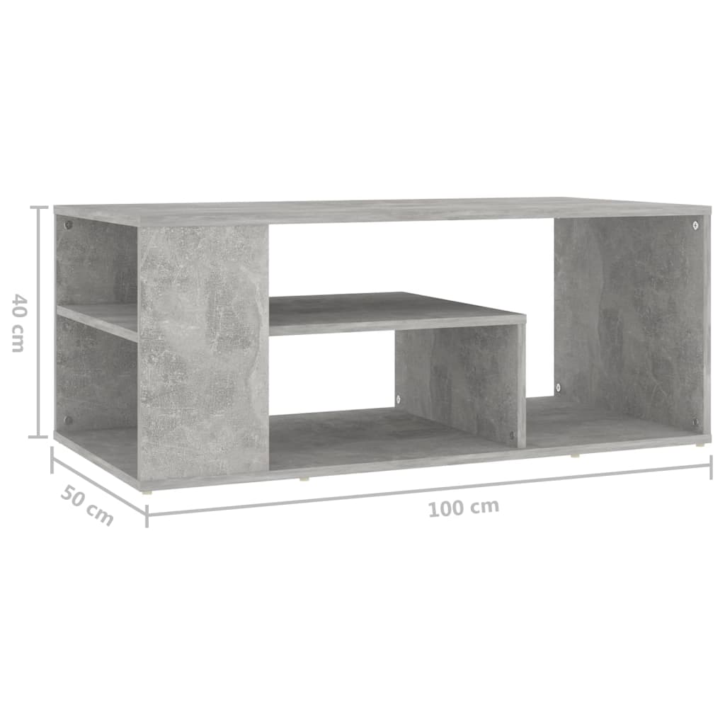 Salongbord betonggrå 100x50x40 cm konstruert tre