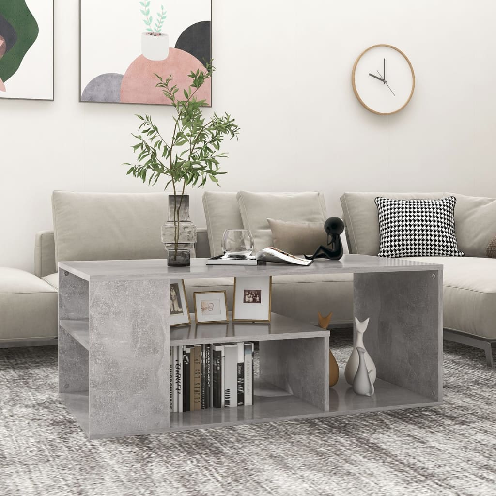 Salongbord betonggrå 100x50x40 cm konstruert tre