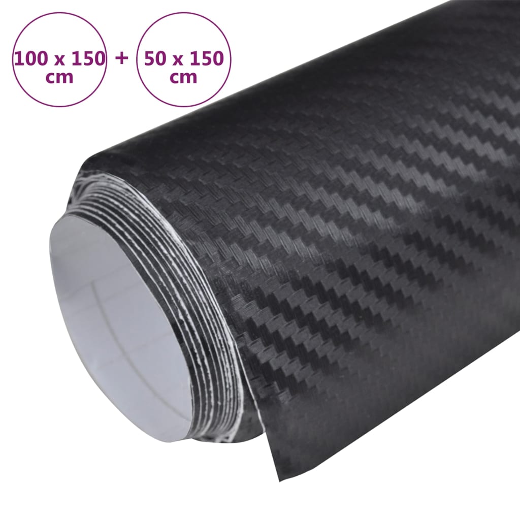Bilfolier 2 stk 3D svart 100x150 cm+50x150 cm