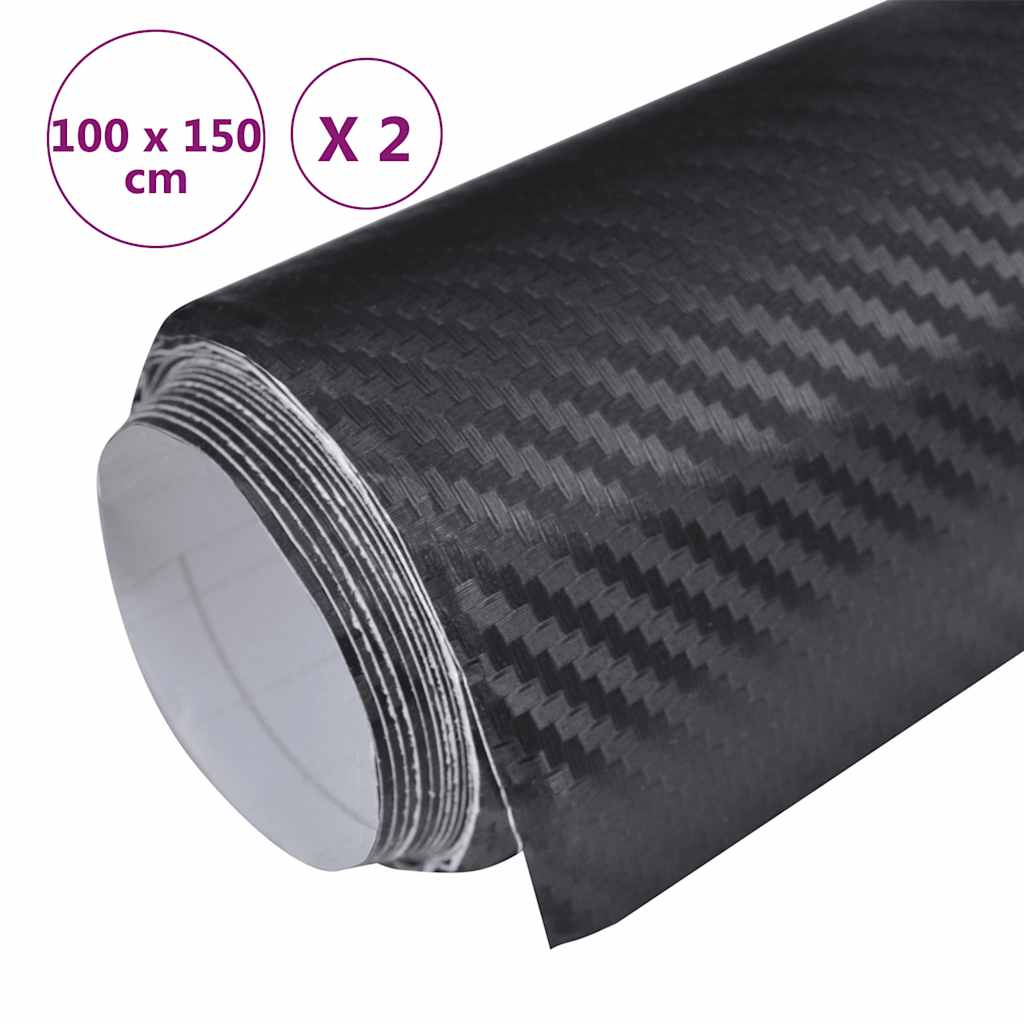Bilfolier 2 stk 3D svart 100x150 cm