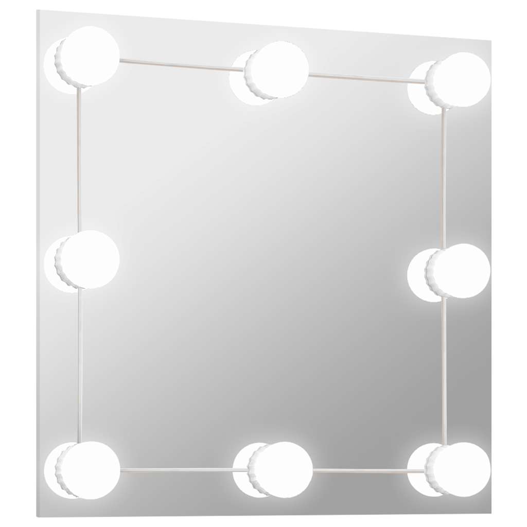 Veggspeil med LED-lys firkantet glass
