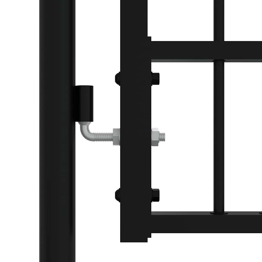 Gjerdeport KAMPEN med spydtopp svart 103x100 cm stål