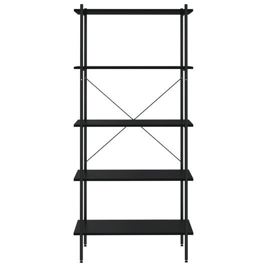 5-etasjers hylleenhet svart 80x40x163 cm