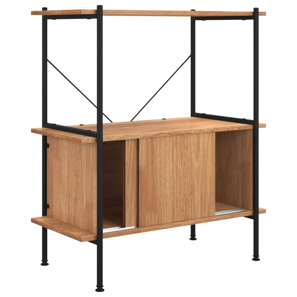 Hylle med skap 3 lag 80x40x92 cm stål og konstruert tre