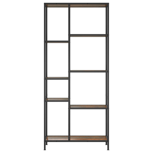 Bokhylle 80x30x180 cm stål og konstruert tre