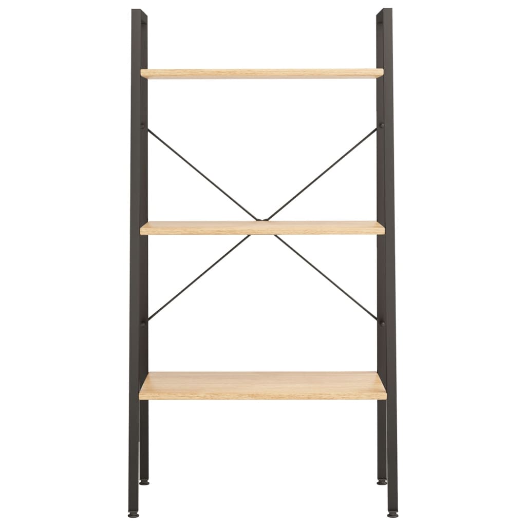 Gulvhylle 3 etasjer lysebrun og svart 56x35x108 cm