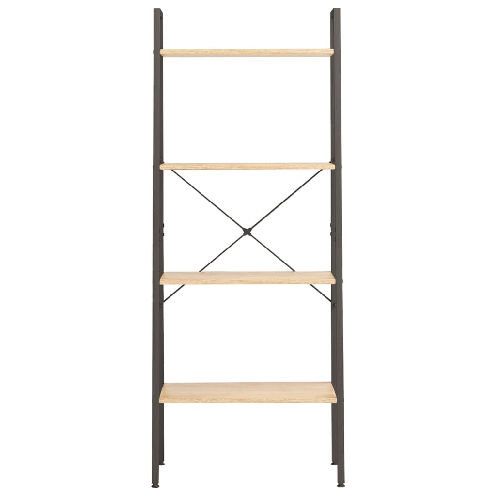 Gulvhyller 4 etasjer lysebrun og svart 56x35x140 cm