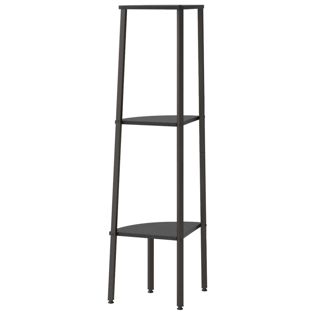 Hjørnehyller 3 etasjer svart 45,5x31,5x120 cm