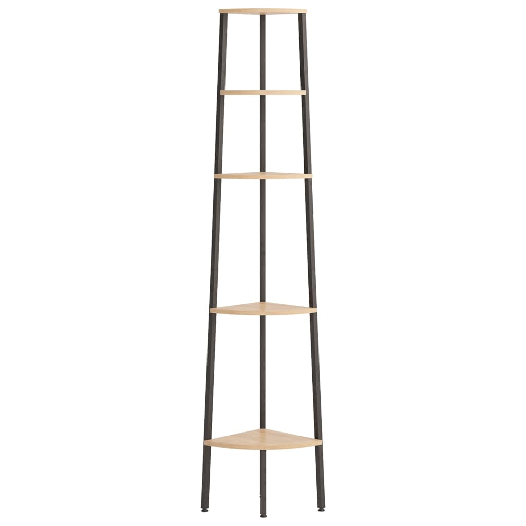 Hjørnehyller 5 etasjer lysebrun og svart 45,5x31,5x180 cm