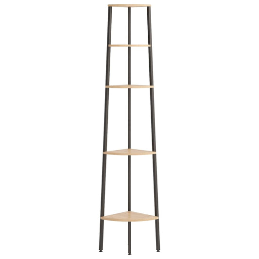 Hjørnehyller 5 etasjer lysebrun og svart 45,5x31,5x180 cm