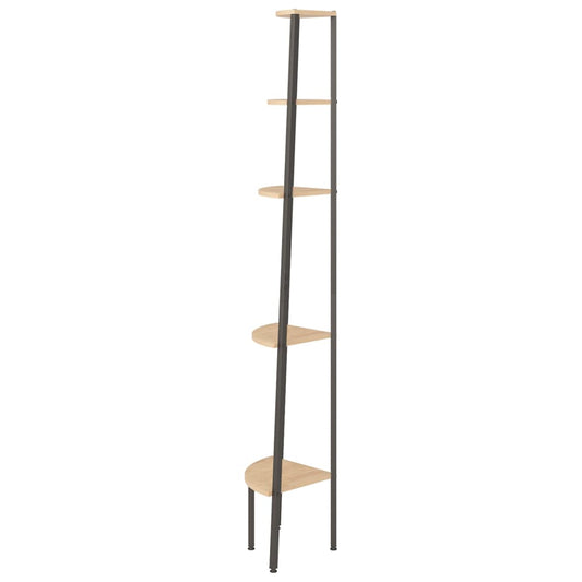 Hjørnehyller 5 etasjer lysebrun og svart 45,5x31,5x180 cm