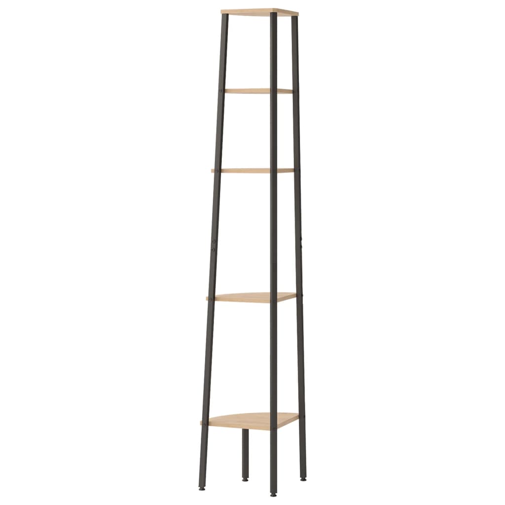 Hjørnehyller 5 etasjer lysebrun og svart 45,5x31,5x180 cm