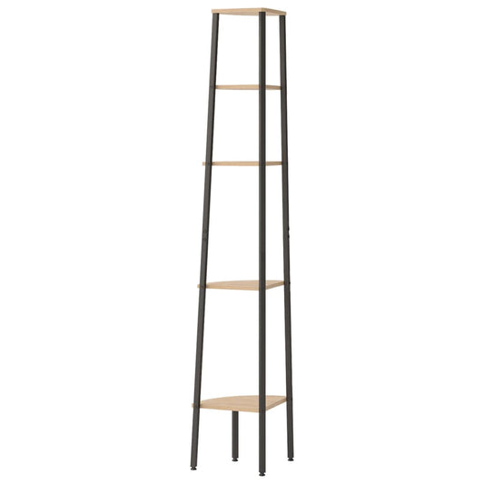 Hjørnehyller 5 etasjer lysebrun og svart 45,5x31,5x180 cm