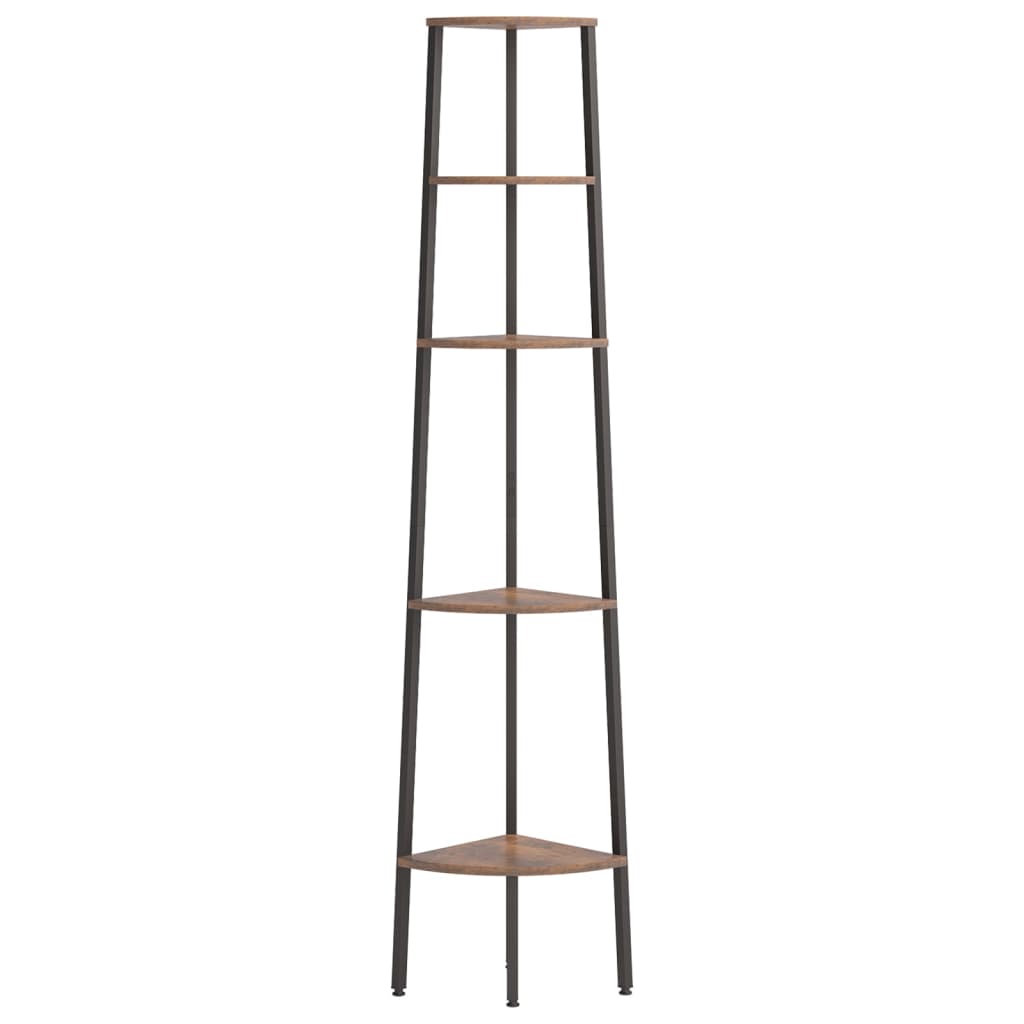 Hjørnehyller 5 etasjer mørkebrun og svart 45,5x31,5x180 cm